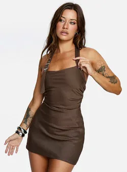 Deona Tailored Mini Dress Brown