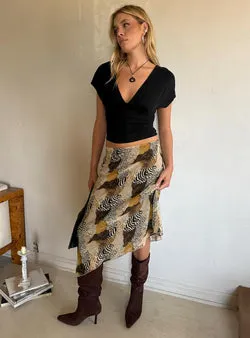 Suella Asymmetrical Midi Skirt Animal Multi