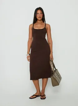 Esmiana Slinky Midi Dress Chocolate