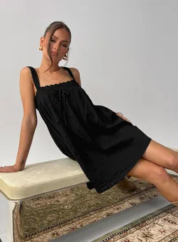 Reason To Stay Lace Trim Floaty Mini Dress Black