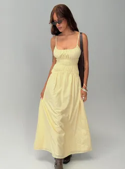 Magnolie Shirred Maxi Dress Yellow Stripe