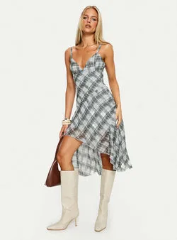 Murisa Asymmetrical Midi Dress Multi Check