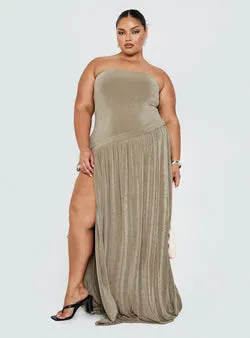 Inka Strapless Maxi Dress Taupe Curve