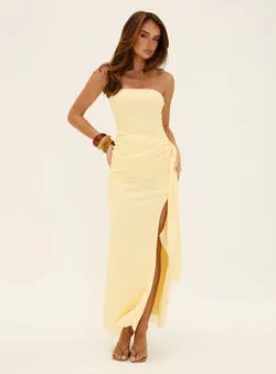 Analeah Strapless Maxi Dress Lemon Yellow