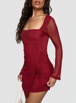 Martinez Long Sleeve Mini Dress Currant