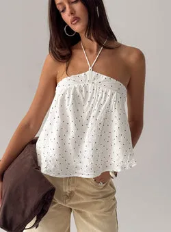 Moonlit Top White Polka