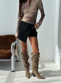 Elinora Wrap Mini Skirt Washed Black