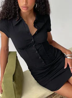 Venecia Corset Shirt Mini Dress Black
