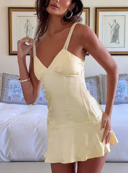 Sybelle Lace Drop Waist Mini Dress Yellow