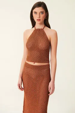 Holly Crochet Halter Top - Russet
