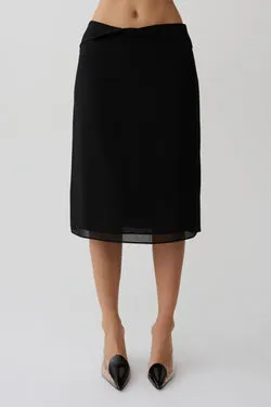 Amelia Chiffon Midi Skirt - Black