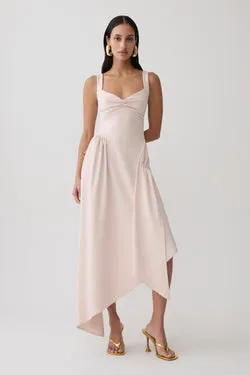Cellini Asymmetric Hem Midi Dress - Muted Pink