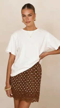 Kiki Lace Mini Skirt - Chocolate Polka