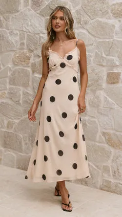 Jianna Maxi Dress - Cream/Black Polka Dot