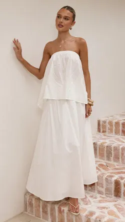 Makala Strapless Top and Maxi Skirt Set - White