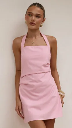 Kayden Mini Halter Dress - Baby Pink