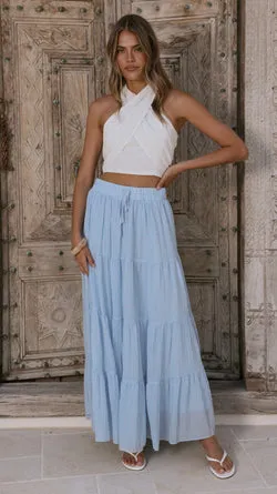 Cartier Tiered Maxi Skirt - Blue