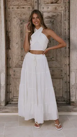Cartier Tiered Maxi Skirt - White