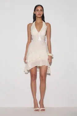 Aaliyah Sequin & Chiffon Mini Dress - Ivory