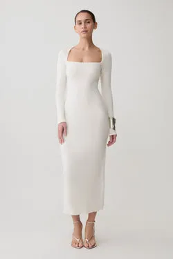 Freja Long Sleeve Midi Dress - White