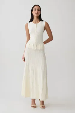Rebena Pleated Midi Dress - Ivory