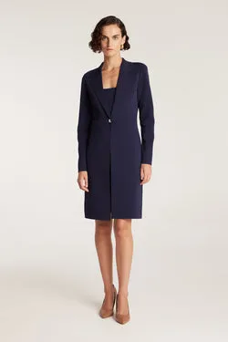 Milano Crepe Knit Coat - Indigo