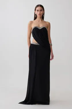 Valerie Chiffon Strapless Maxi Dress - Black