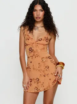 Melodee Beaded Mini Dress Orange