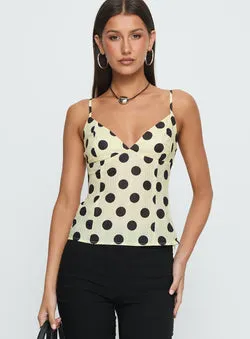 I Know Love Cami Top Yellow Polka
