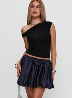Rubee Bubble Hem Mini Skirt Navy