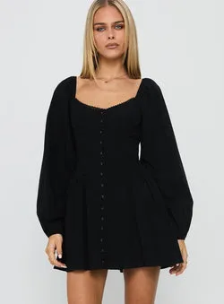 Toulouse Long Sleeve Mini Dress Black
