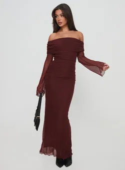 Consideration Long Sleeve Maxi Dress Chocolate