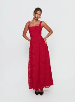Margaux Burnout Maxi Dress Red