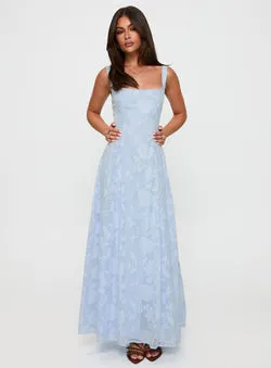 Margaux Burnout Maxi Dress Blue