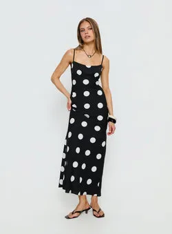 Avienna Maxi Dress Black Polka Dot
