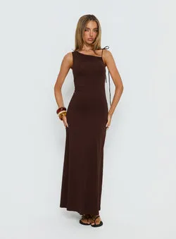Lorinna Tie Shoulder Maxi Dress Brown