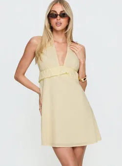 Caileigh Halter Mini Dress Lemon
