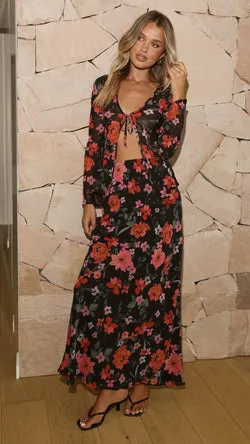 Flo Maxi Skirt - Dark Floral