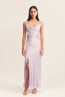 LA LUNE COWL NECK MIDI DRESS - LILAC