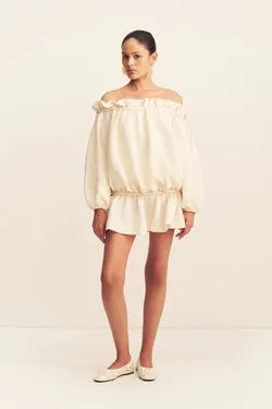 JASPER LINEN BLEND MINI DRESS - RESIN