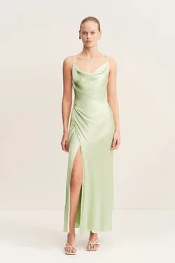 LA LUNE COWL NECK MIDI DRESS - KEY LIME