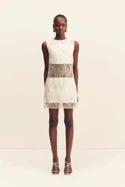 VIVA SEQUIN SPLICED MINI DRESS - IVORY