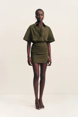 CAMPBELL SHIRT FITTED MINI DRESS - JUNGLE