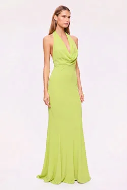 Audrey Cowl Maxi Dress-Chartreuse
