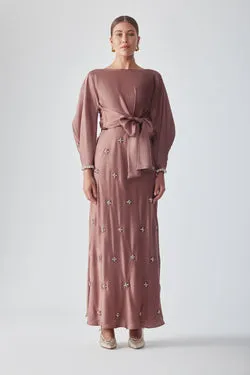 KABIRA EMBELLISHED SKIRT - MOCHA