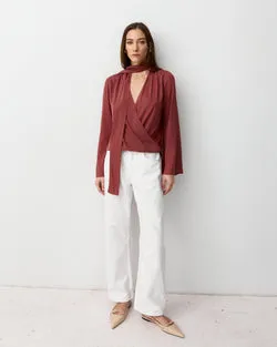 THE BLOUSE WITH SCARF - OCHRE