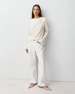 THE LONG SLEEVE DRAPED TOP- IVORY