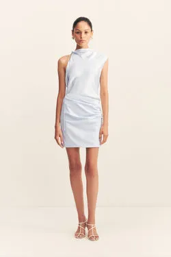 DILLON DRAPED COWL MINI DRESS - SEABREEZE