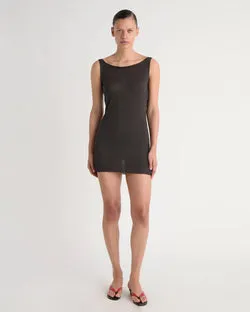 Long Lotti Sleeveless Knit Dress (Brown)