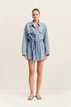 ELLSWORTH DRAWSTRING SHIRT MINI DRESS